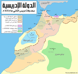 الدولة الإدريسية بعد وفاة إدريس الثاني 
